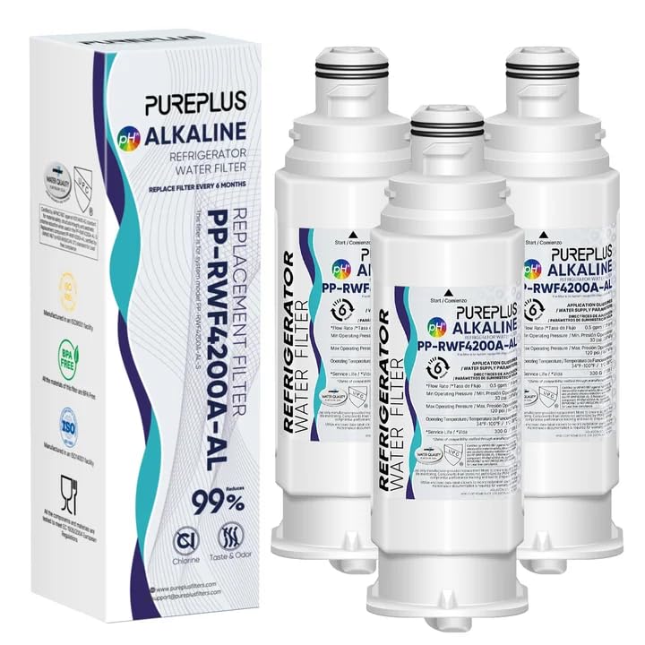Pure Plus PUREPLUS Alkaline DA97-17376B Replacement for Samsung HAF-QIN/EXP, DA97-08006C, RF28R7351SG, RF28R7201SR, RF28T5001SR, RF24R7201SR, RS27T5200SR, RF23M8590SG, RWF4200A Refrigerator Water Filter, 3 Pack - Image 1