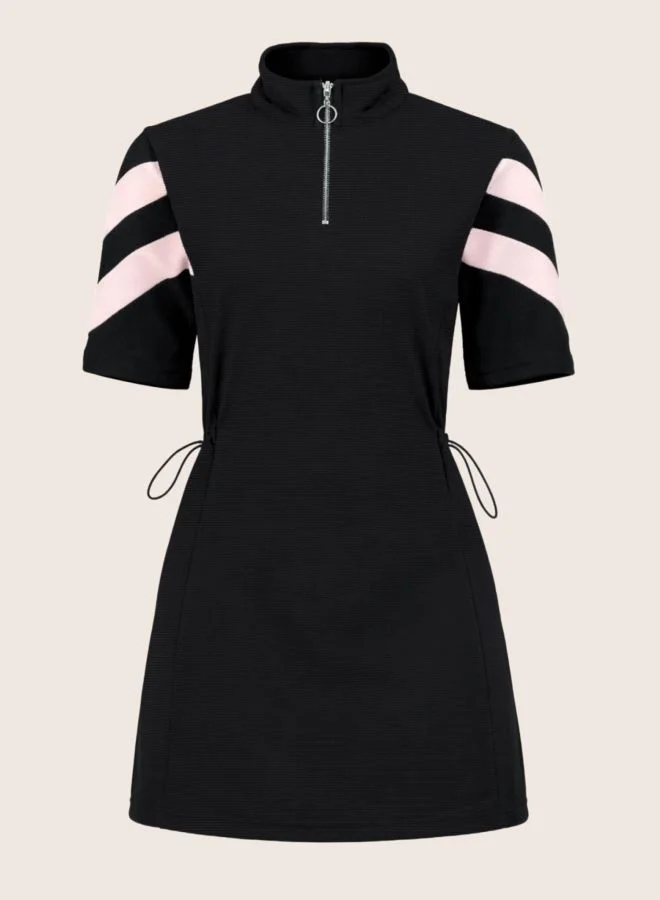 Freehand  Women Fit and Flared Colourblocked Crew Neck Short Sleeve Sweat Dress for Women | Best Price UAE