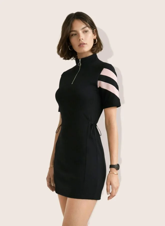Freehand  Women Fit and Flared Colourblocked Crew Neck Short Sleeve Sweat Dress for Women | Best Price UAE