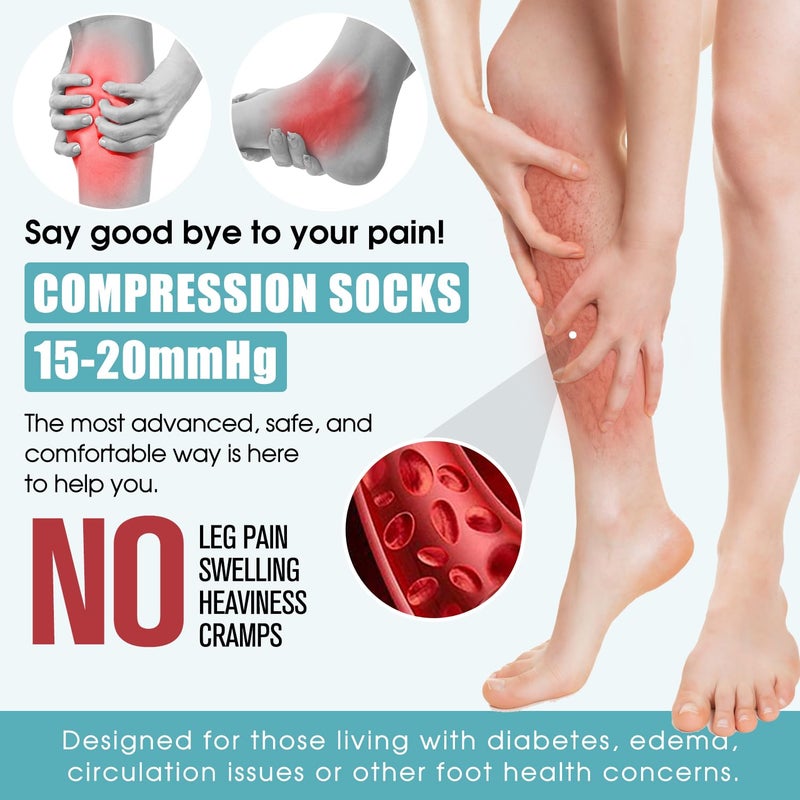 Laite Hebe Compression Socks for Women & Men Circulation(6 pairs)-Graduated Supports Socks for Running, Athletic Sports - Image 2