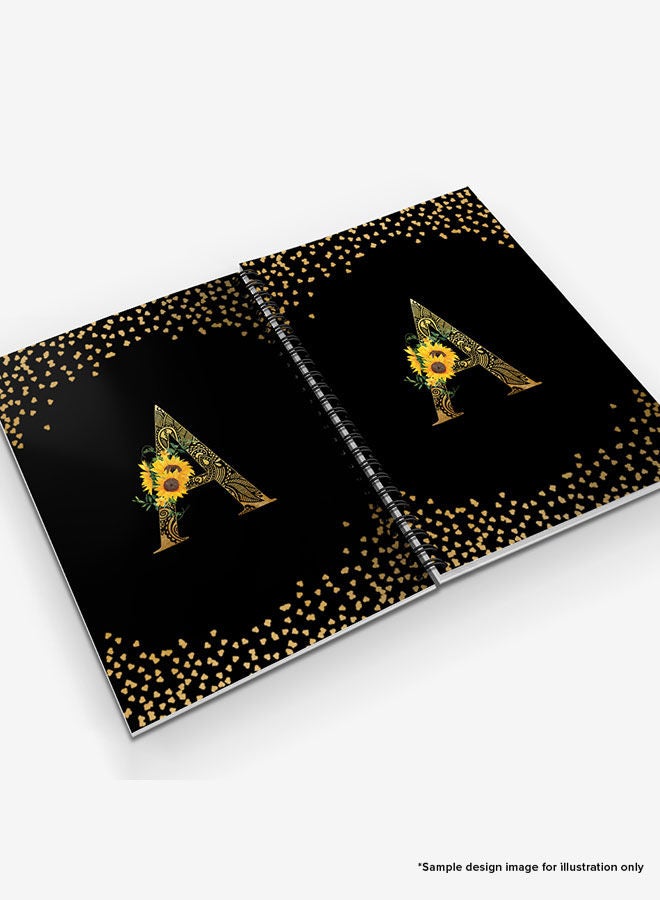 Stylizedd Designer A5 Spiral Notebook Memo Notepad Journal - Custom Monogram Initial Letter Mandala Floral Pattern Alphabet - M - Black  - Image 4
