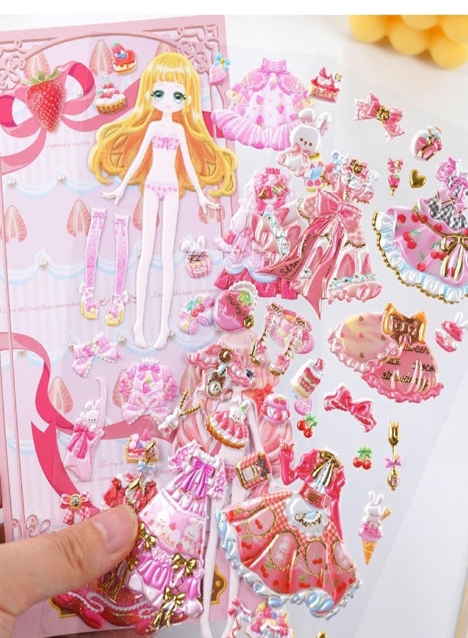 DEOXY Pack of 8 Sheet Decorative Wax Seal Stickers PVC 3D Puffy Dress Up 8 Pic Princess Sticker 3D Dress Up Stickers Laptop Book - Image 2
