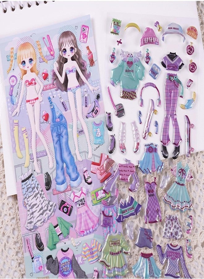 DEOXY Pack of 8 Sheet Decorative Wax Seal Stickers PVC 3D Puffy Dress Up 8 Pic Princess Sticker 3D Dress Up Stickers Laptop Book - Image 5