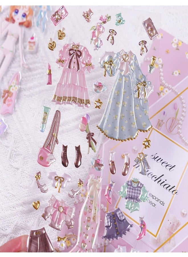 DEOXY Pack of 8 Sheet Decorative Wax Seal Stickers PVC 3D Puffy Dress Up 8 Pic Princess Sticker 3D Dress Up Stickers Laptop Book - Image 4