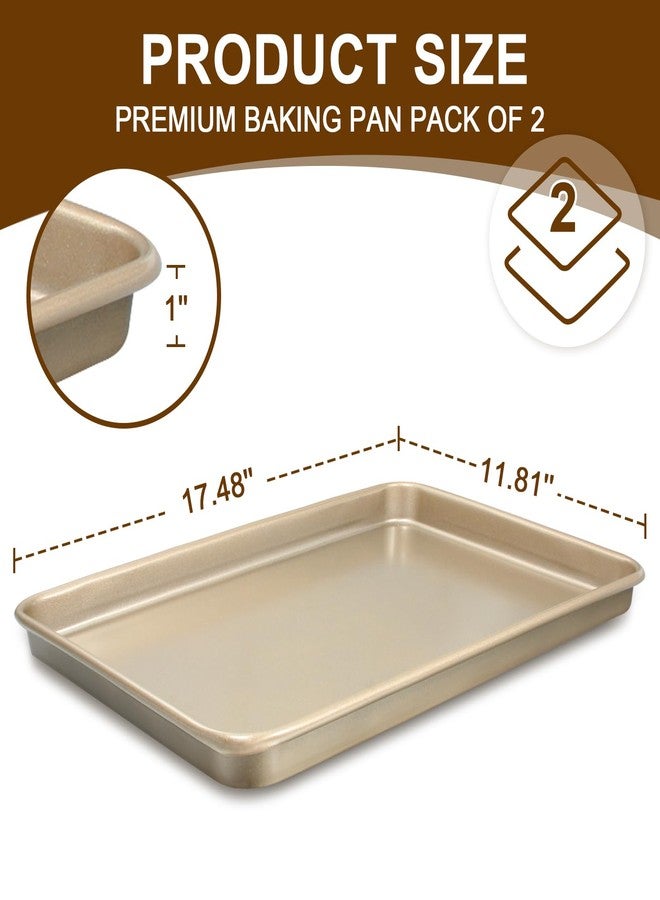 Wildone Baking Sheet Pan Set, Commercial Cookie Sheets for Oven, Nonstick Carbon Steel Half Sheet Pan 17.5x12in, Heavy Duty & Easy Clean（2 Pack） - Image 2