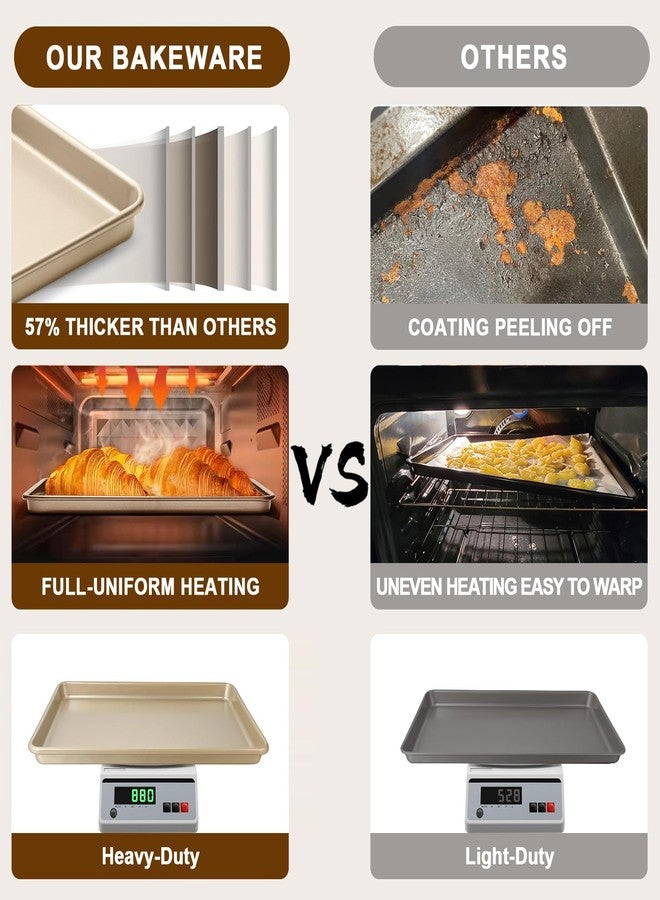 Wildone Baking Sheet Pan Set, Commercial Cookie Sheets for Oven, Nonstick Carbon Steel Half Sheet Pan 17.5x12in, Heavy Duty & Easy Clean（2 Pack） - Image 5