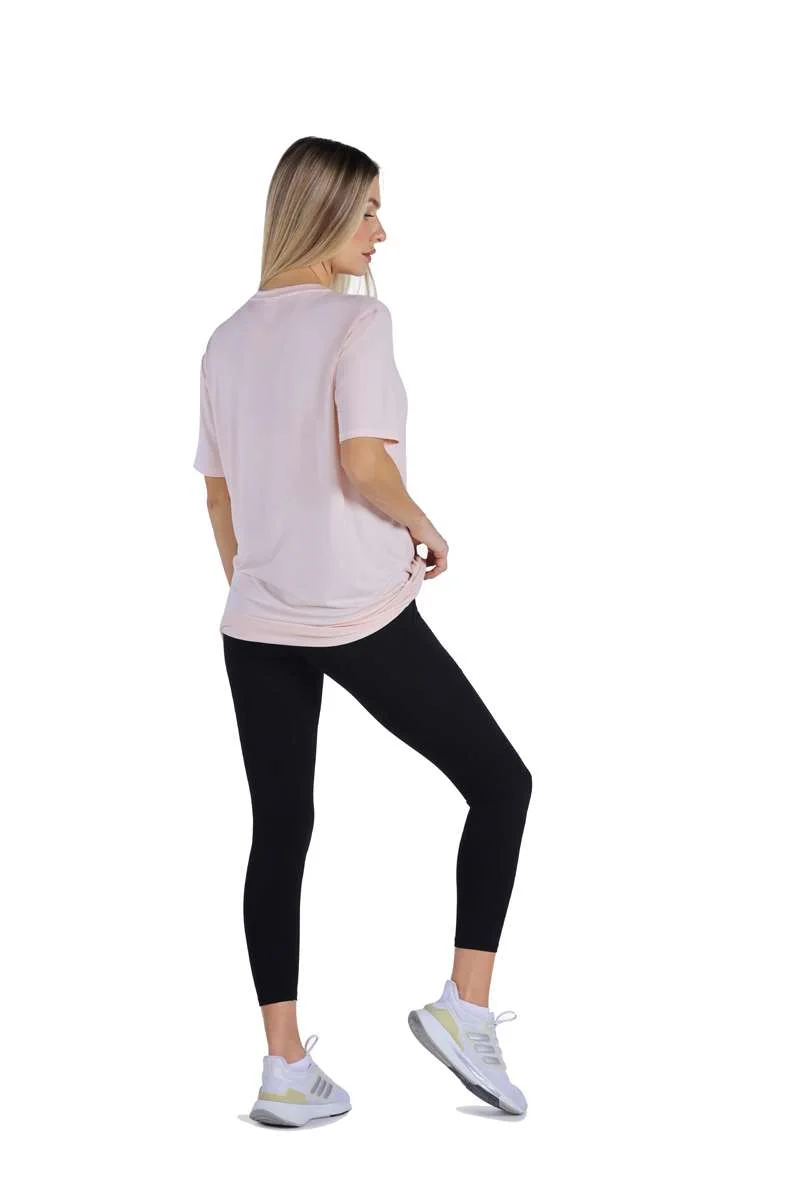 ياسيكو YesEco Women’s Pink Round Neck T-Shirt – Ultra-Soft Bamboo Viscose Activewear Top – All-Season Gym, Yoga, Sports & Casual Wear – Sustainable & Stretchable (Only T-Shirt)