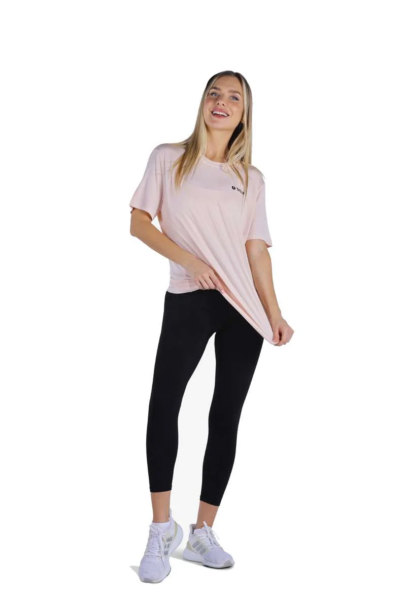 ياسيكو YesEco Women’s Pink Round Neck T-Shirt – Ultra-Soft Bamboo Viscose Activewear Top – All-Season Gym, Yoga, Sports & Casual Wear – Sustainable & Stretchable (Only T-Shirt)