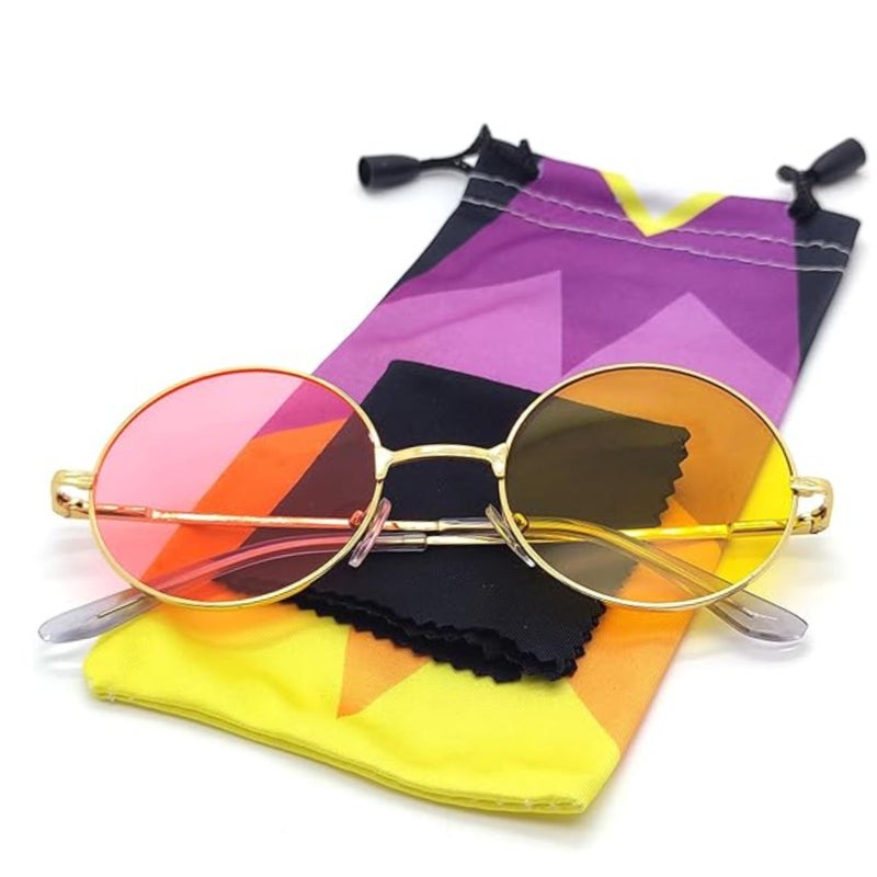 ASVP Shop Spamton Pink & Yellow Round Circle Sunglasses Deltarune Cosplay Halloween Costume Glasses - Image 1