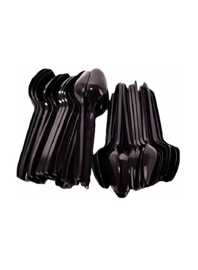 50-Piece Disposable Spoon Set Black 