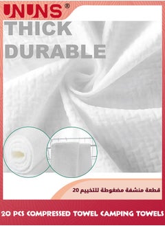 UNUNS Compressed Towel,Disposable Towel,20 Pcs Pure Cotton Thickened Towel Washcloth For Home Hotel Travel Camping,Portable Compressed Towel,Soft Durable Emergency Towel For Outdoor Use,23x30cm  - Image 3