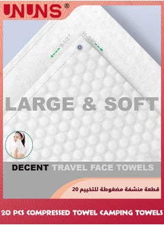 UNUNS Compressed Towel,Disposable Towel,20 Pcs Pure Cotton Thickened Towel Washcloth For Home Hotel Travel Camping,Portable Compressed Towel,Soft Durable Emergency Towel For Outdoor Use,23x30cm  - Image 2