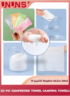 UNUNS Compressed Towel,Disposable Towel,20 Pcs Pure Cotton Thickened Towel Washcloth For Home Hotel Travel Camping,Portable Compressed Towel,Soft Durable Emergency Towel For Outdoor Use,23x30cm  - Image 4