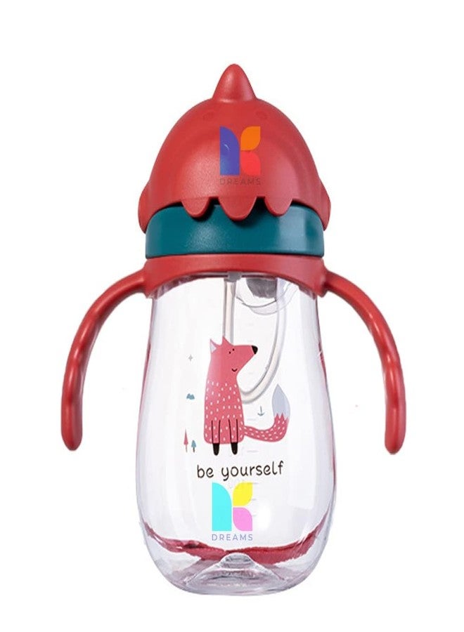 Fezeedi Plastic New Sipper Bottle Cute Design Training Sipper Cup with Handles Soft Silicone Straw Leakproof Sipper with Straw Water Bottle for Kids (ABL-1018-Red) - Image 1