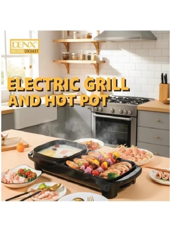 Denx Harbour Delights - DENX Electric Grill and Hot Pot (2 in 1) 1350W, Portable, Iron and Nylon, 2.3KG, Model DX3437 - Image 4