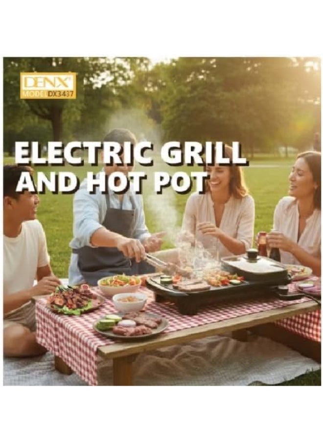 Denx Harbour Delights - DENX Electric Grill and Hot Pot (2 in 1) 1350W, Portable, Iron and Nylon, 2.3KG, Model DX3437 - Image 5