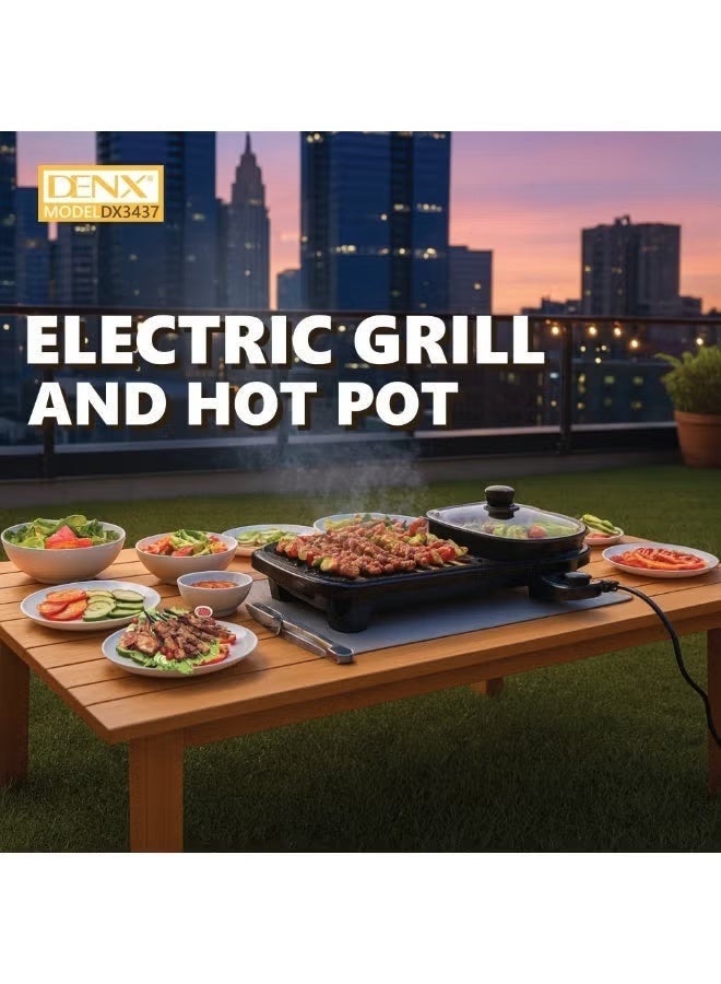 Denx Harbour Delights - DENX Electric Grill and Hot Pot (2 in 1) 1350W, Portable, Iron and Nylon, 2.3KG, Model DX3437 - Image 3