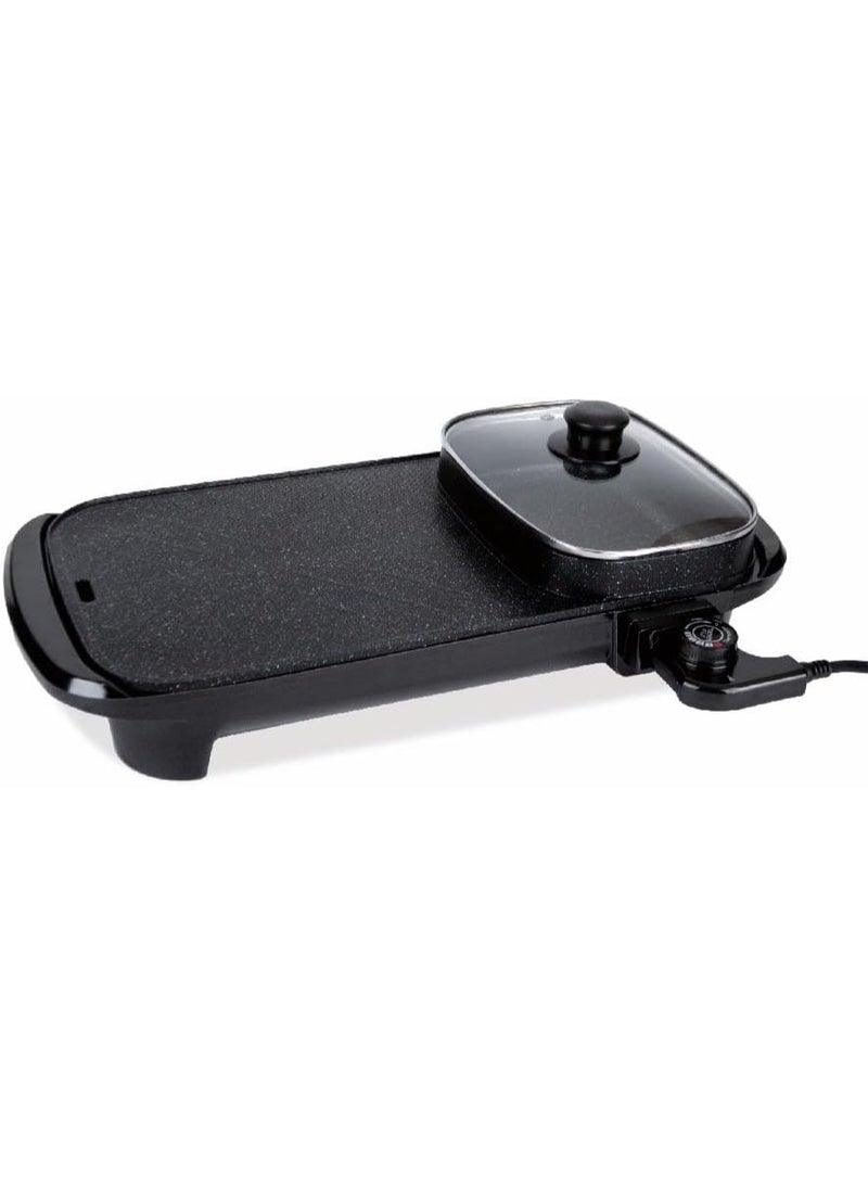 Denx Harbour Delights - DENX Electric Grill and Hot Pot (2 in 1) 1350W, Portable, Iron and Nylon, 2.3KG, Model DX3437 - Image 1