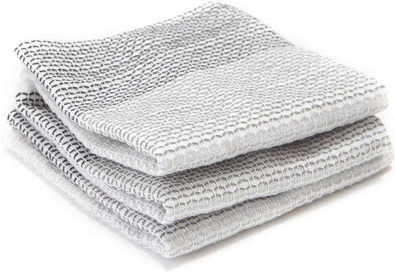 Full Circle Tidy 100% Organic Cotton Dish Cloths 3 Pack - Absorbent, Reusable, Kitchen Towels, Eco-Friendly, Machine Washable - Gray - Image 1