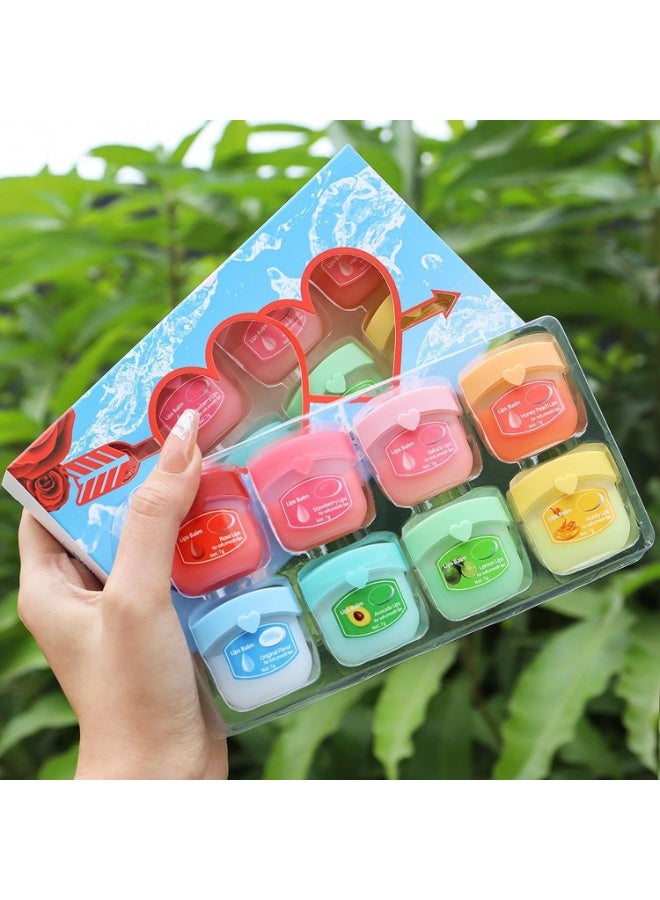 8Pcs Lip Balm Set, Nourish and Hydrate Lip Mask Moisturizing Fruit Flavor balm for Dry Cracked Day and Night Treatment Reduce Lines for Women Men - Image 1