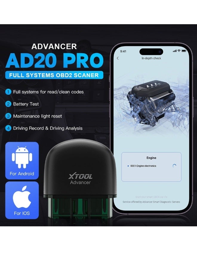 أداة اكس  Advancer AD20 Pro OBDII Scan Tool for iPhone & Android,  Newest Enhanced Wireless OBD2 Code Reader with Full System Diagnostics, Maintenance Light Reset, Check Engine Light On - Image 5