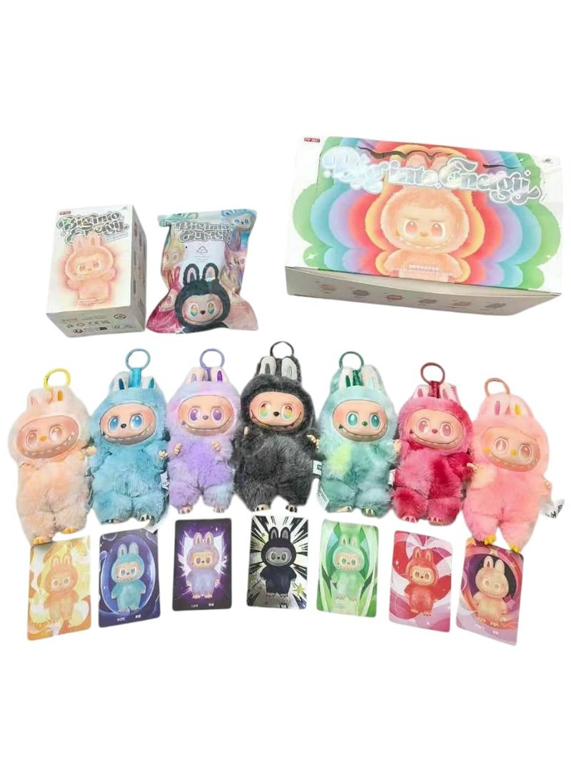 7 Pcs LABUBU Generation 3.0 Keychain Vinyl Doll Set | 17cm Plush Art Toys | LABUBU Big Into Energy Series | Designer Collectible Figures with Cards & Display Box 