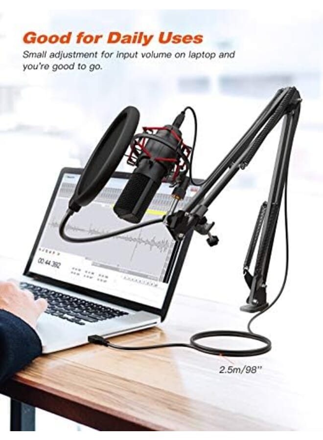 FIFINE Usb Microphone Set With Flexible Boom Arm Stand Pop Filter Plug And Play With Pc Desktop Laptop Computer Streaming Podcast Instrument Mic Kit For Home Studio T732 - Image 3