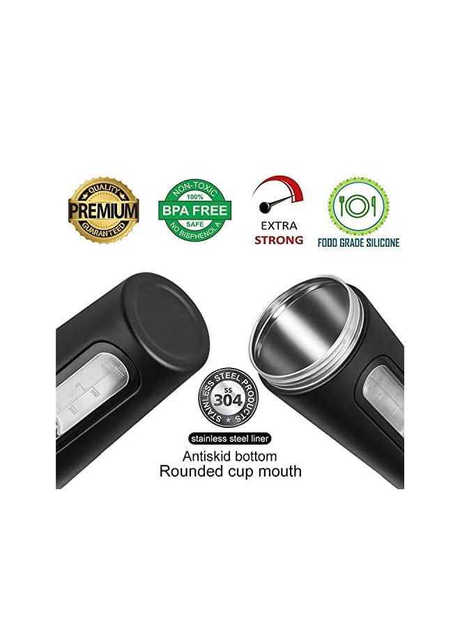 Occuwzz - Shaker Bottle Stainless Steel 28Oz Sports Water Bottle With Mixing Ball Leakproof Protien Shake Container Bpa Free Easy Clean Bottles For Protein Mixes Gym Workout Fitness(Black) - Image 1