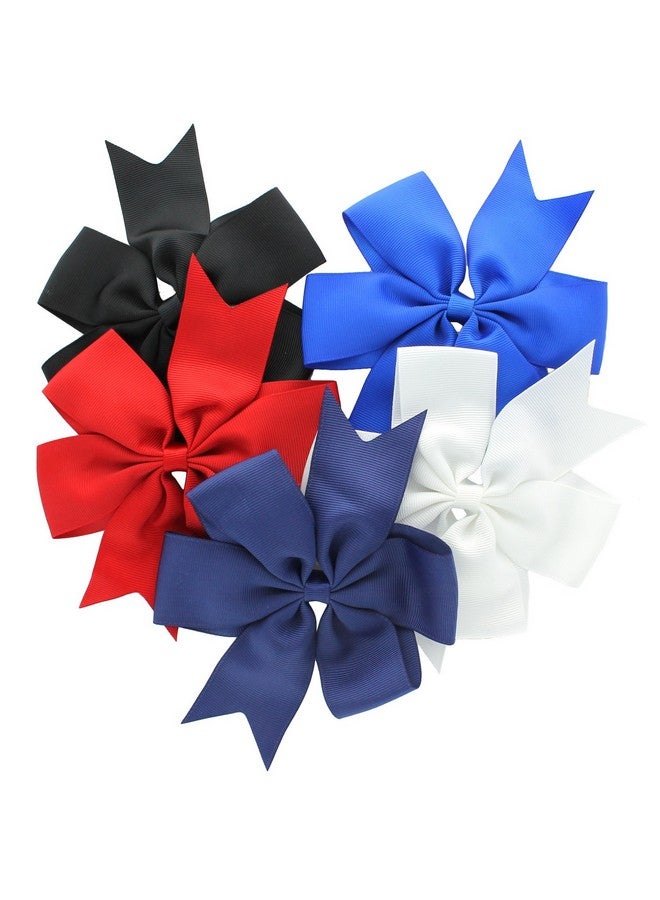My Lello Large 5" Girls Pinwheel Boutique Grosgrain Hairbow Mixed Variety 5 Pack Basic Colors - Image 1