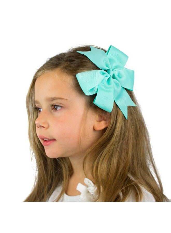 My Lello Large 5" Girls Pinwheel Boutique Grosgrain Hairbow Mixed Variety 5 Pack Basic Colors - Image 4