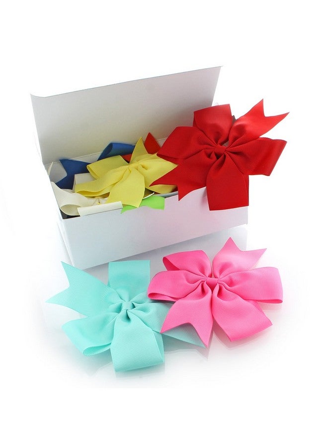 My Lello Large 5" Girls Pinwheel Boutique Grosgrain Hairbow Mixed Variety 5 Pack Basic Colors - Image 5