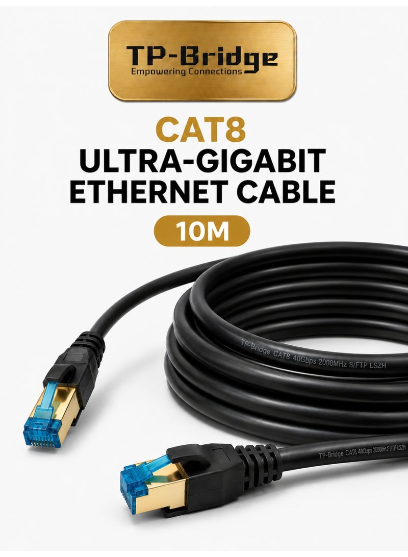 TP-BRIDGE CAT8 Ethernet Cable 10M – 24AWG OFC Copper S/FTP LSZH 2000MHz Ultra Gigabit LAN Network Cable for Gaming, Router, PC, PS5 & Data Centers - Image 1