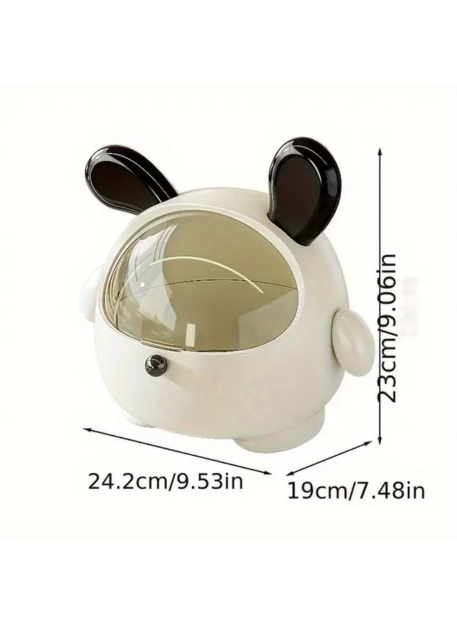 Pink Bunny Shaped Desktop Trash Can With Lid Large Capacity Home Office Storage Box - Image 3