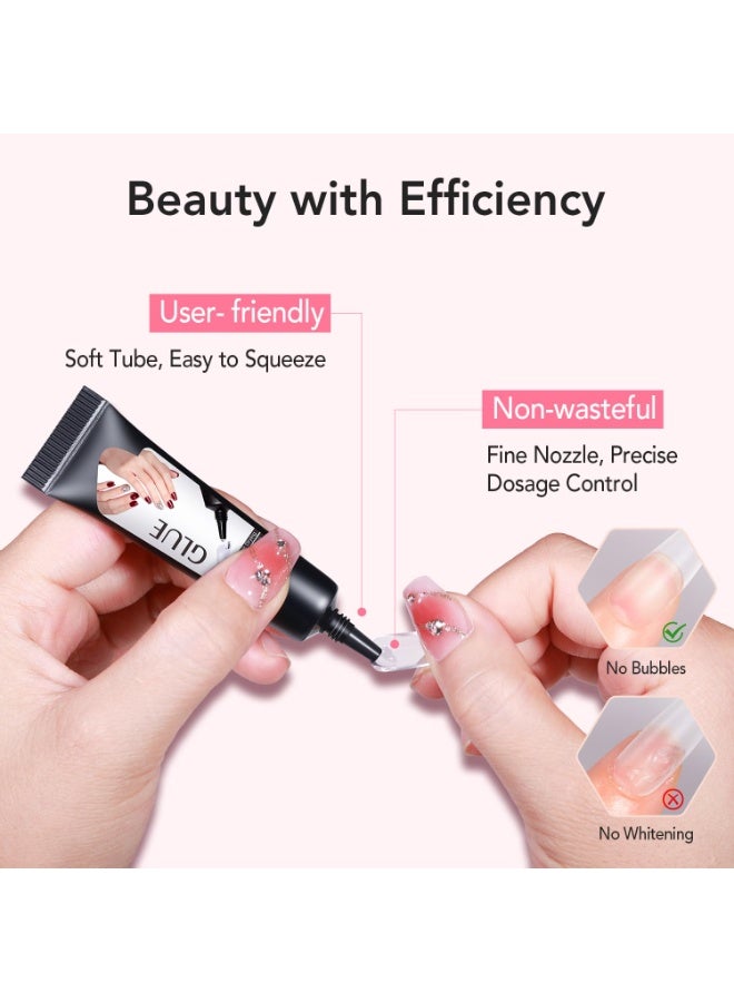 Dueloit Newly Upgraded False Nails Glue, Quick Drying 10g Semi Solid Nail Glue With 10ml Remover For Press On Nails Tips No Need For UV Lamp Long Lasting Fake Acrylic Nails Kit Glue Gel - Image 4