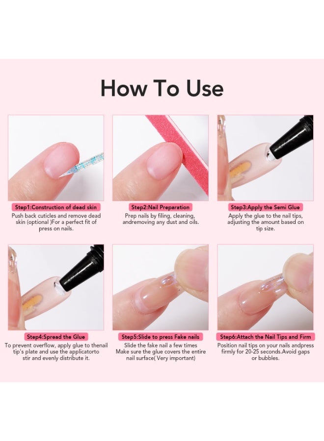 Dueloit Newly Upgraded False Nails Glue, Quick Drying 10g Semi Solid Nail Glue With 10ml Remover For Press On Nails Tips No Need For UV Lamp Long Lasting Fake Acrylic Nails Kit Glue Gel - Image 5