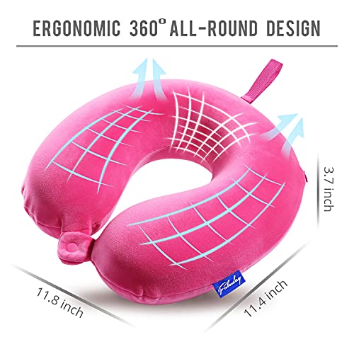 Fabuday Memory Foam Neck Pillows for Travel - Travel Neck Pillows for Airplanes with Attachable Snap Strap Soft Washable Cover, Flight Neck Pillows Provide Neck Rest for Traveling, Car, Home, Office, Pink - Image 5