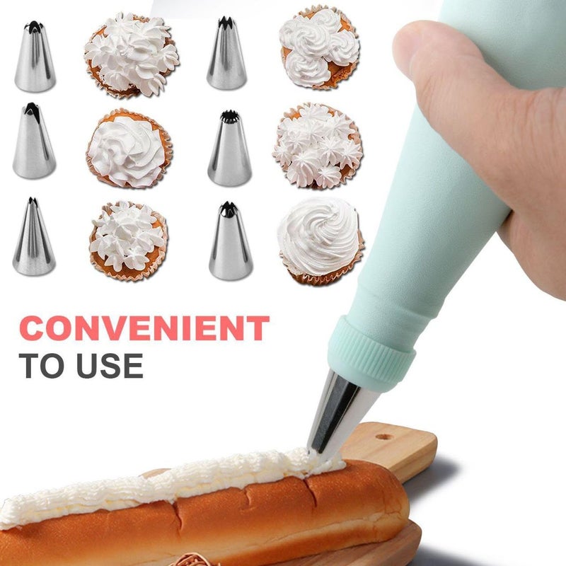 Cake Decorating Set – Silicone Piping Bag with 6 Stainless Steel Nozzles, Heat-Resistant, Rust-Proof, Professional Cake & Cupcake Decorating Tool for Cream, Buttercream & Chocolate (One pack) - Image 3