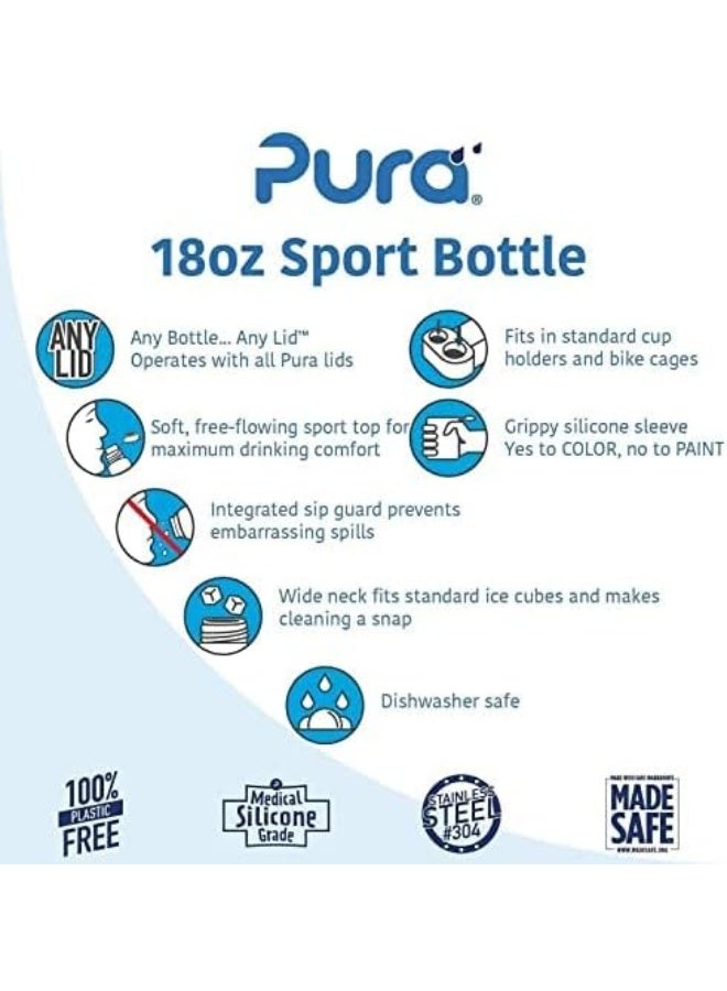 Pura Sport 18oz/ 550ml Standard Bottle w/Sport Sleeve & Silicone Big Mouth Sport Top - Image 4