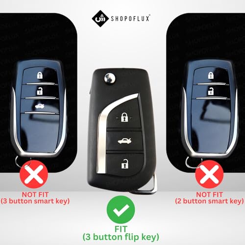 SHOPOFLUX Metal Key Cover Compatible with Toyota Innova Crysta | Corolla Altis 3 Button Flip Key (Pack of 1) - Image 2