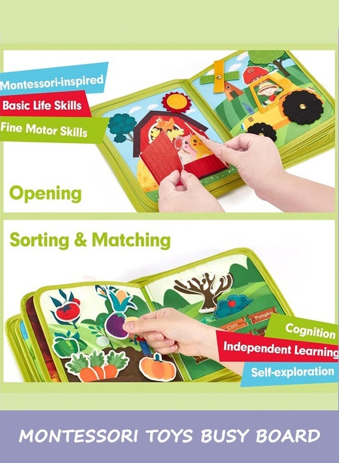 Busy Book for Toddlers 1-3 - Montessori Toys Busy Board for 1 Year Old Boy Gifts Girl Toys Educational Learning Quiet Activity Books Toddler Airplane Travel Toy 1-2 One Year Old Birthday Gift - Image 3