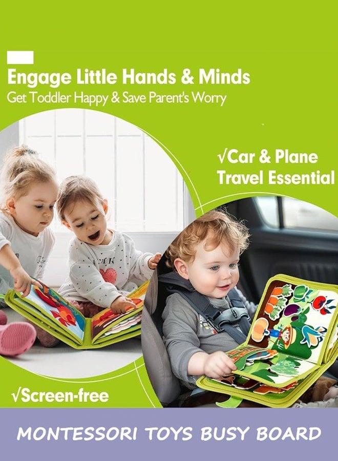 Busy Book for Toddlers 1-3 - Montessori Toys Busy Board for 1 Year Old Boy Gifts Girl Toys Educational Learning Quiet Activity Books Toddler Airplane Travel Toy 1-2 One Year Old Birthday Gift - Image 4