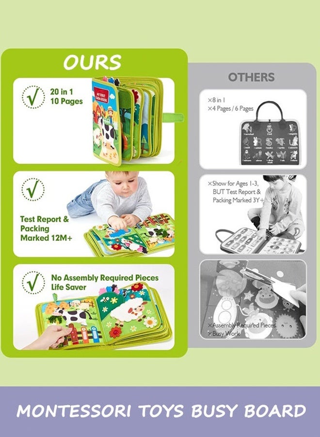 Busy Book for Toddlers 1-3 - Montessori Toys Busy Board for 1 Year Old Boy Gifts Girl Toys Educational Learning Quiet Activity Books Toddler Airplane Travel Toy 1-2 One Year Old Birthday Gift - Image 2