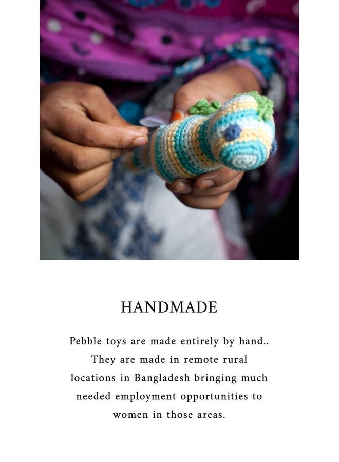 Pebble Fair Trade Handmade Crochet Cotton Crocodile Rattle Deep Green - Image 5