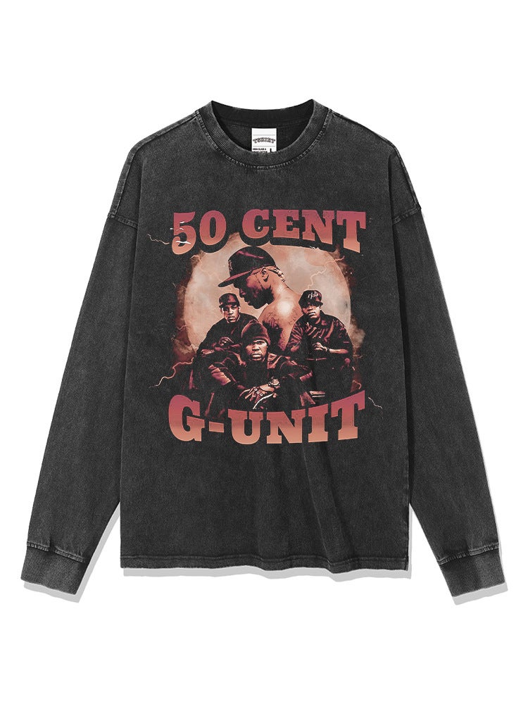 HIPHOP 50CENT Printed Short Sleeve T-Shirt Retro Summer Hip Hop Street Heavy Loose Top - Image 5