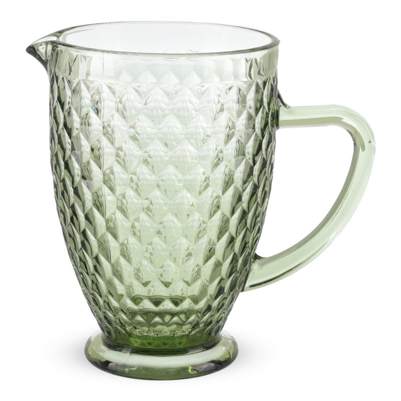Glass Jug with Handle, 1.5Litre, Diamond design, High quality Glass - Green - Image 1