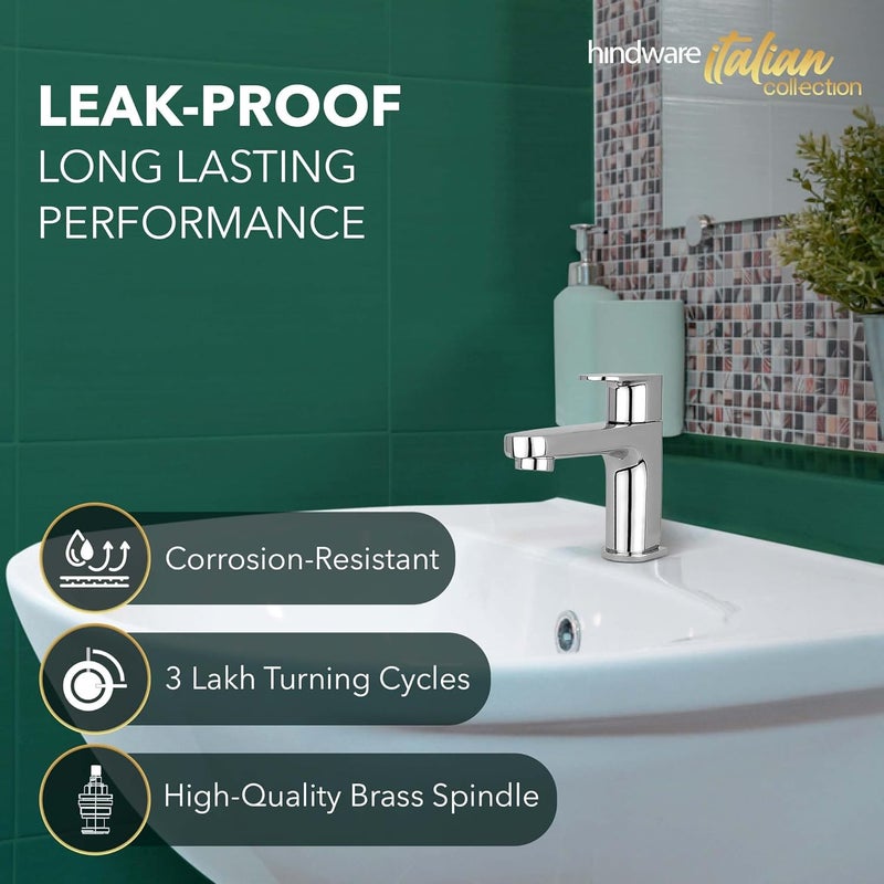 Hindware F340001CP Elegance Pillar Tap Wash Basin Tap Cold Only Brass with Chrome Finish - Image 3