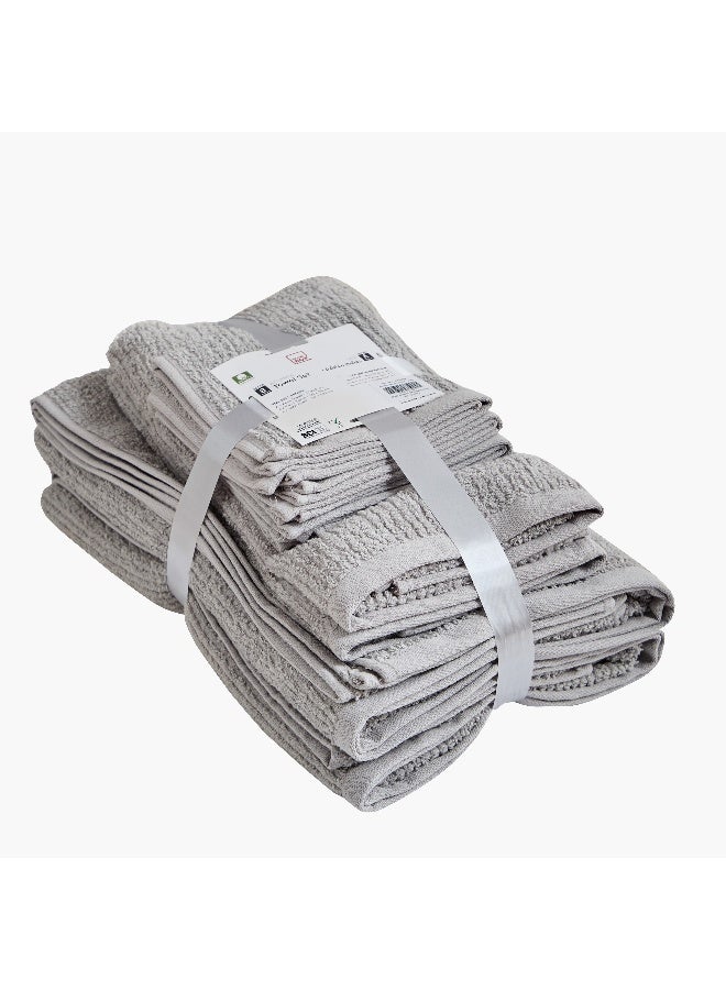 Home Box Textured Cotton Towel Set - Gray, 8 Pieces - Image 5
