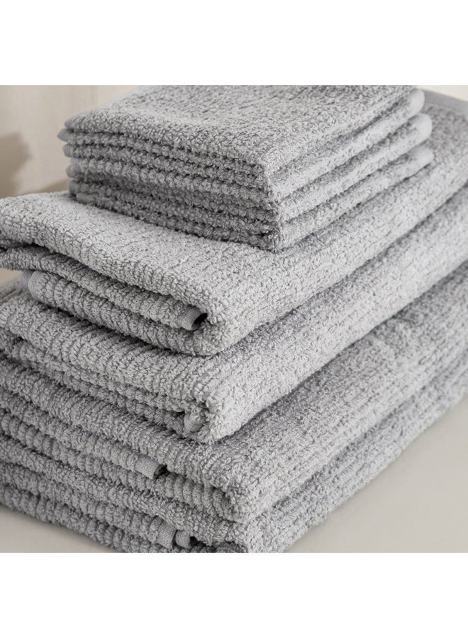 Home Box Textured Cotton Towel Set - Gray, 8 Pieces - Image 2