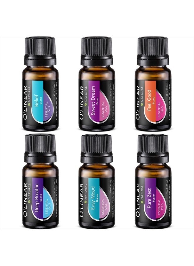 O'linear - O'linear Essential Oils 6 Blends Set - Perfect for Humidifiers and Diffusers, Aromatherapy Diffuser Oils Scents, Essential Oil Kit for Home Use, Essential Oil Pack with Various Scents - Image 1