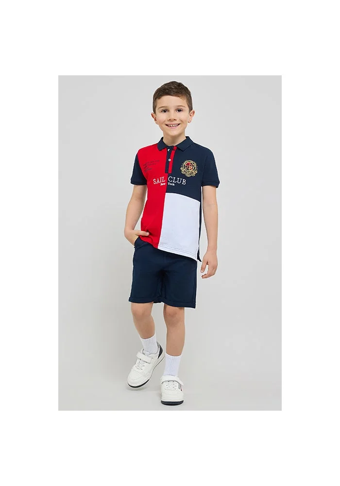 R&b Color Block Polo T-Shirt with Short Sleeves